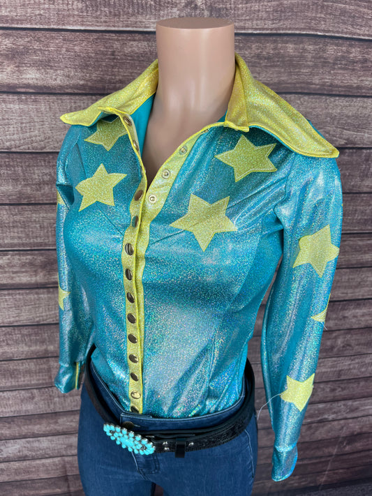 Seafoam Starshine Snap Front Rodeo Shirt