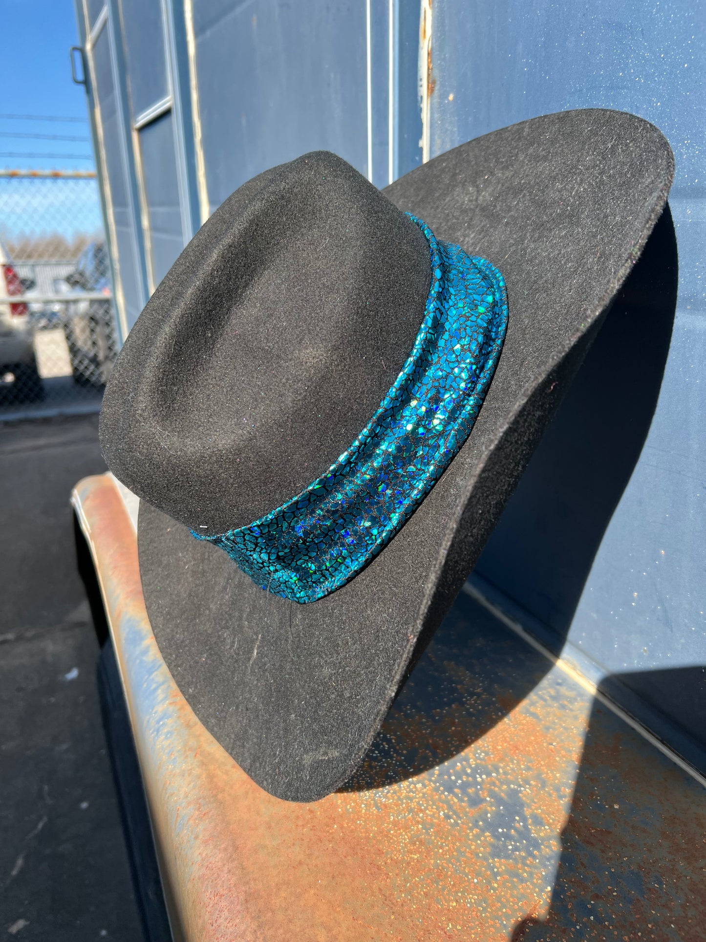 Turquoise Shattered Glass Hat Band