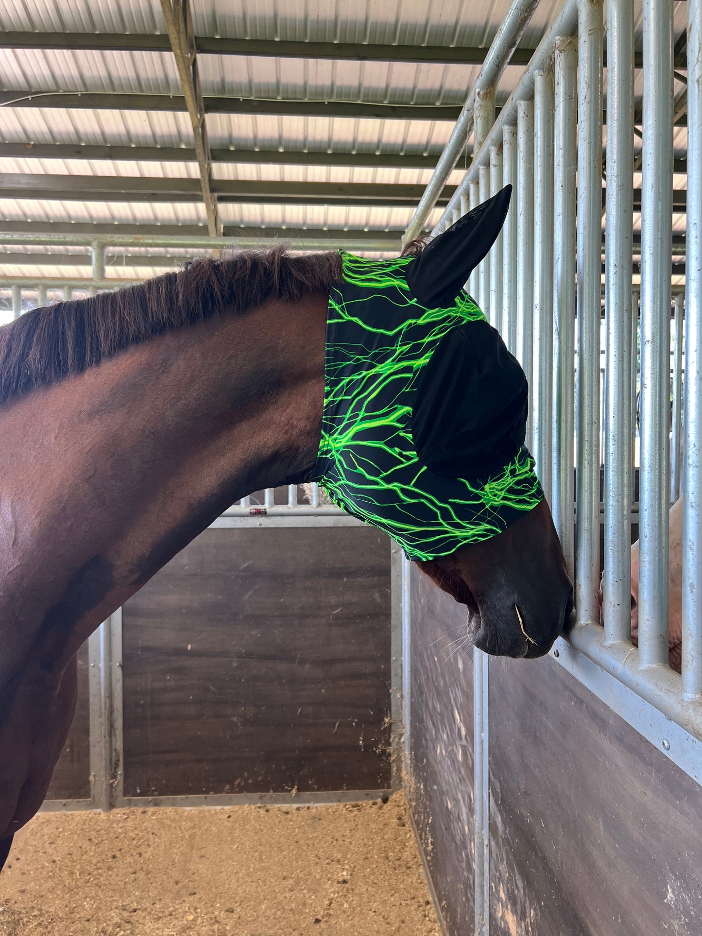 Green Lightning Fly Mask Fly Bonnet Riverside Rodeo Shirts 