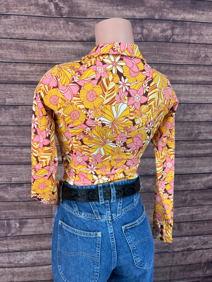 What The Floral Zipper Front Rodeo Shirt