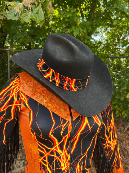 Orange Lightning Hat Band Hat band Riverside Rodeo Shirts 