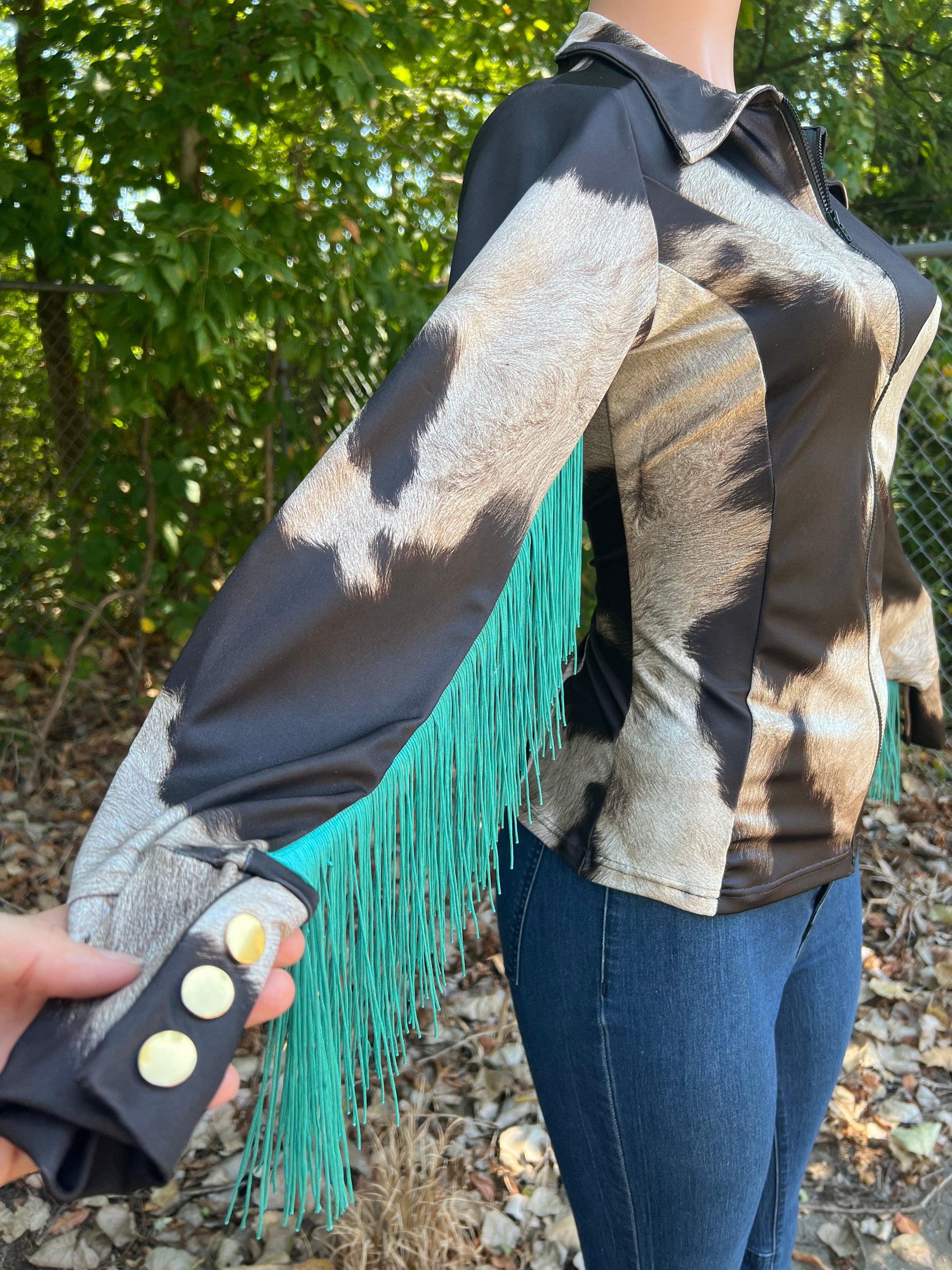 Brown/Tan Cow Print Rodeo Shirt Rodeo Shirt Riverside Rodeo Shirts 