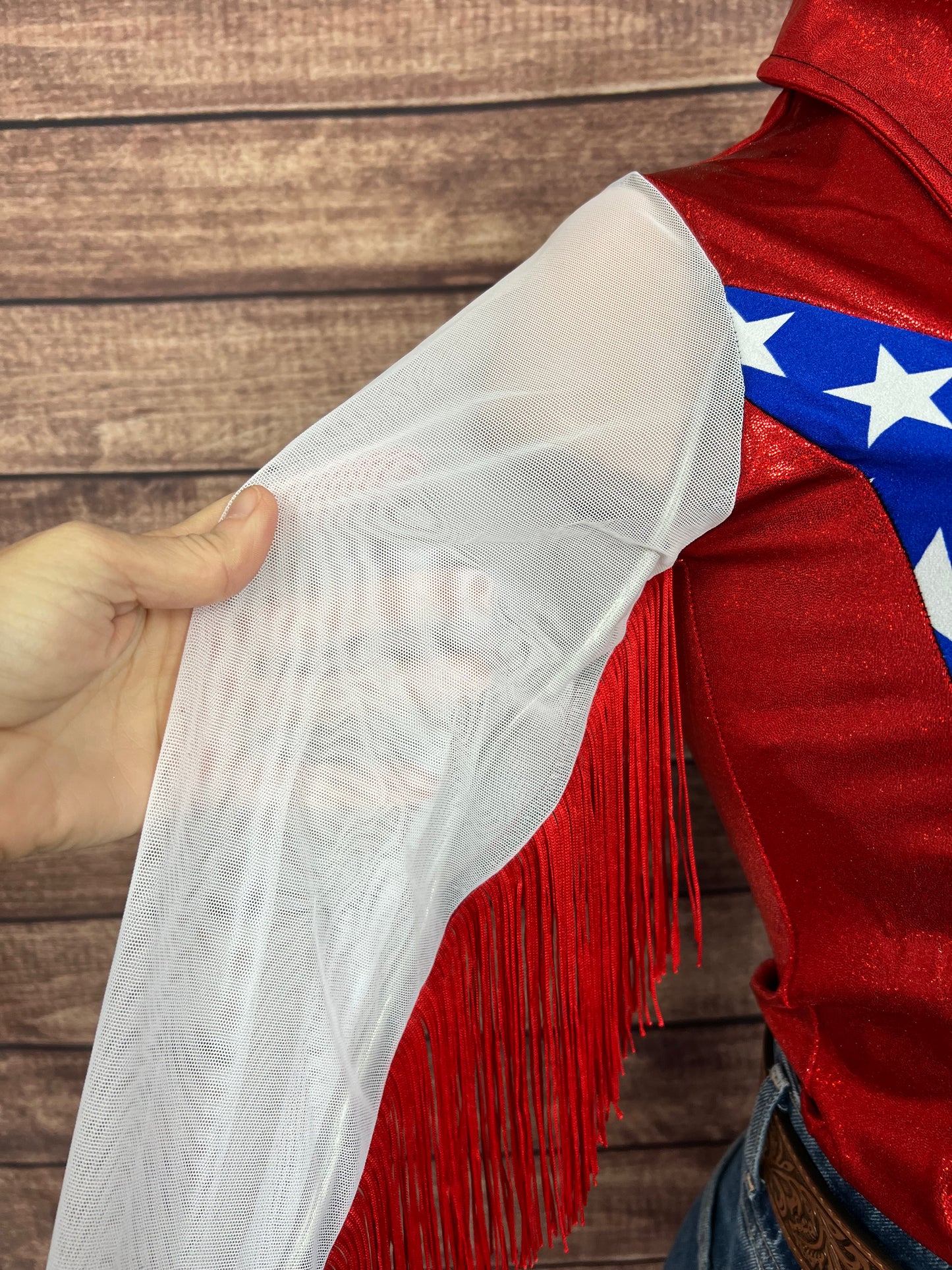 Star Spangled Mesh Sleeve, Snap Front Rodeo Shirt