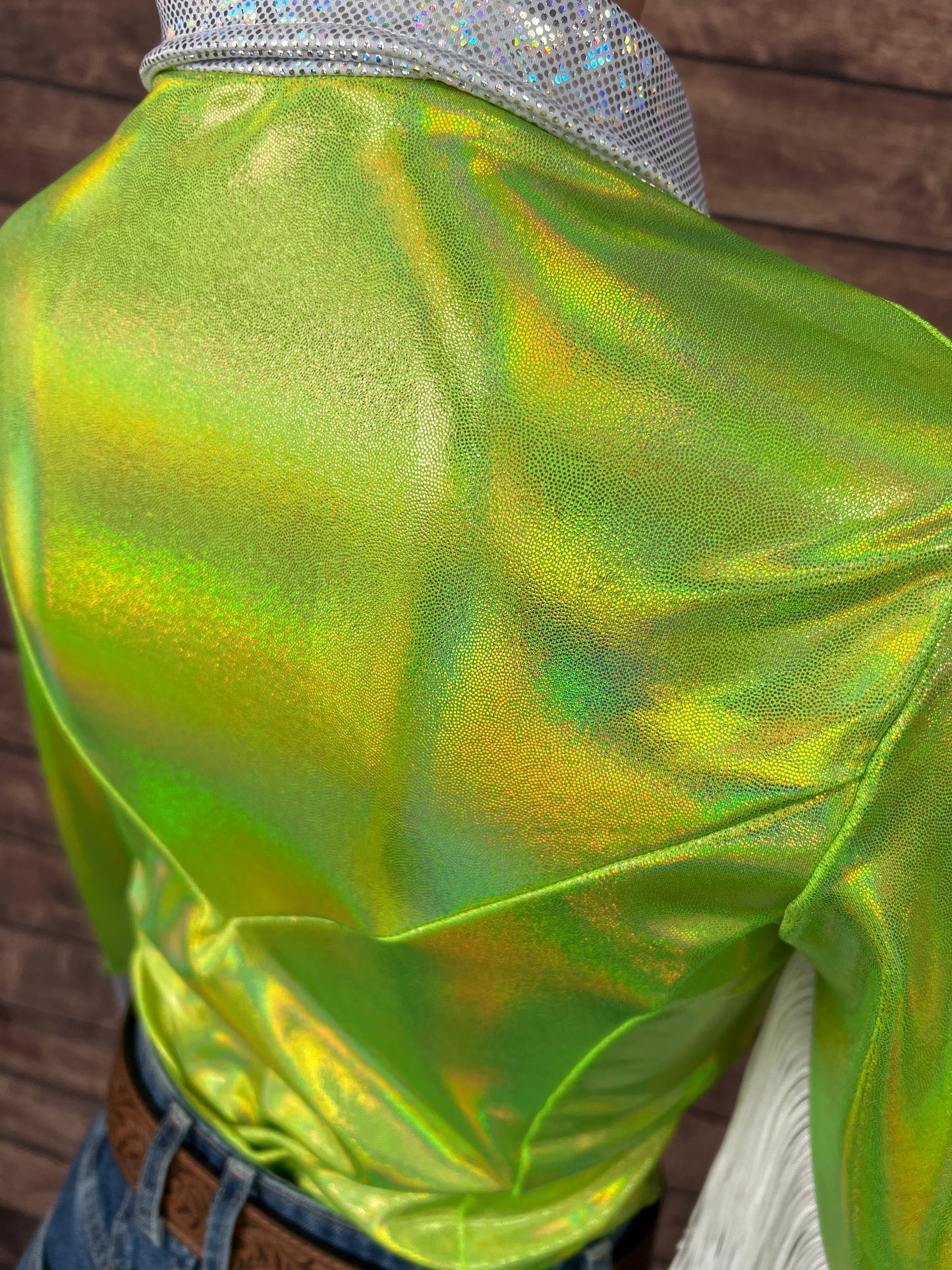 Neon Lime Green Zipper Front Rodeo Shirt