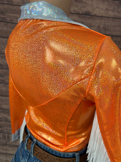 Neon Orange Zipper Front Rodeo Shirt
