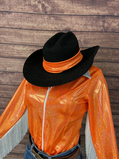 Neon Orange Sparkly Hat Band