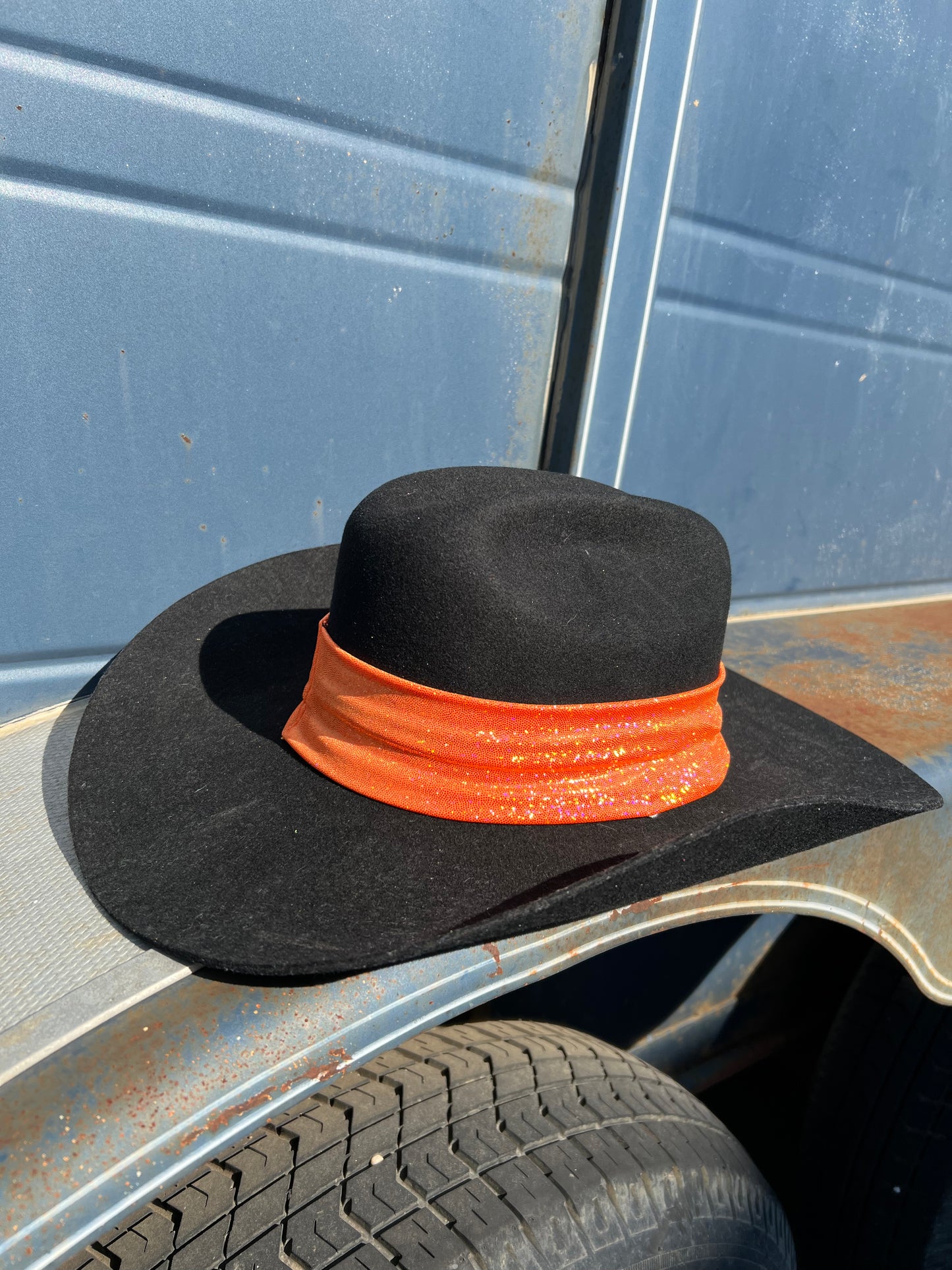 Neon Orange Sparkly Hat Band
