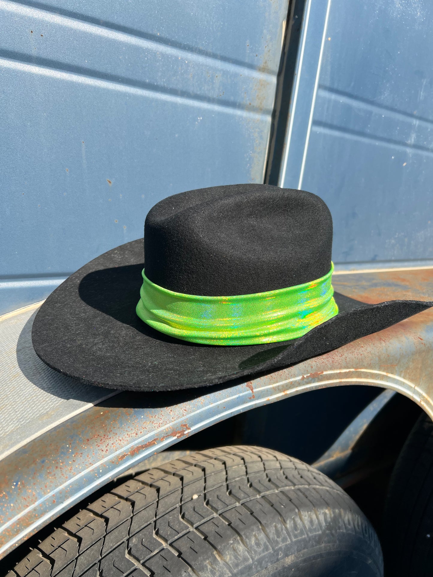 Neon Lime Green Sparkly Hat Band