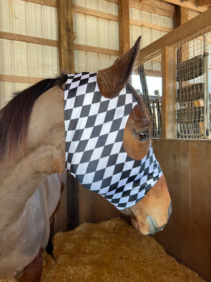 Neon Pink and Diamond Spandex Face Mask for Horses