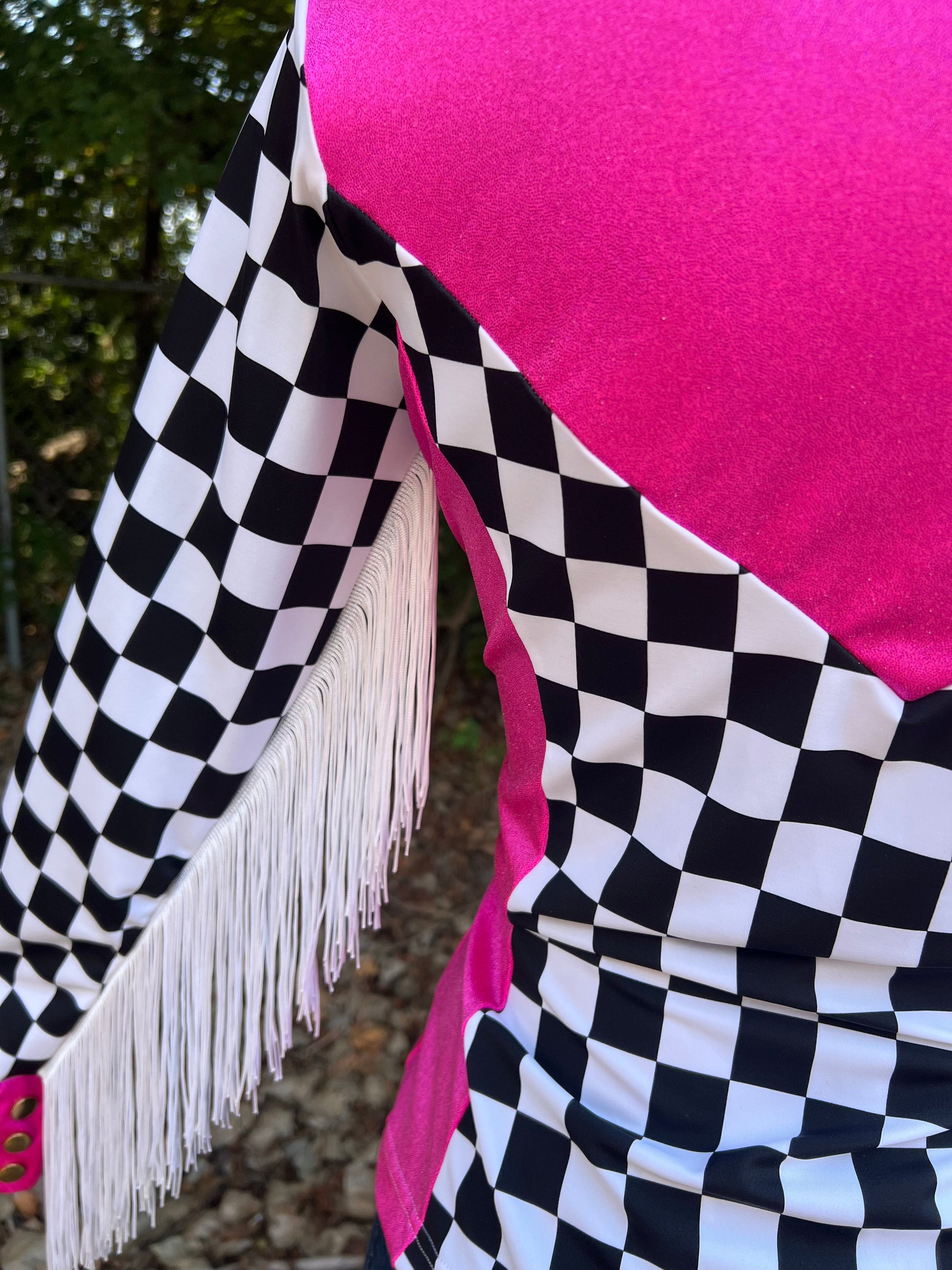 Neon Pink and Checkered Rodeo Shirt - Riverside Rodeo Shirts