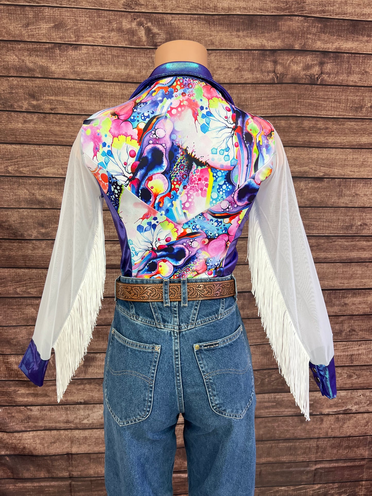 Desert Dreams Mesh Sleeve Zipper Front Rodeo Shirt