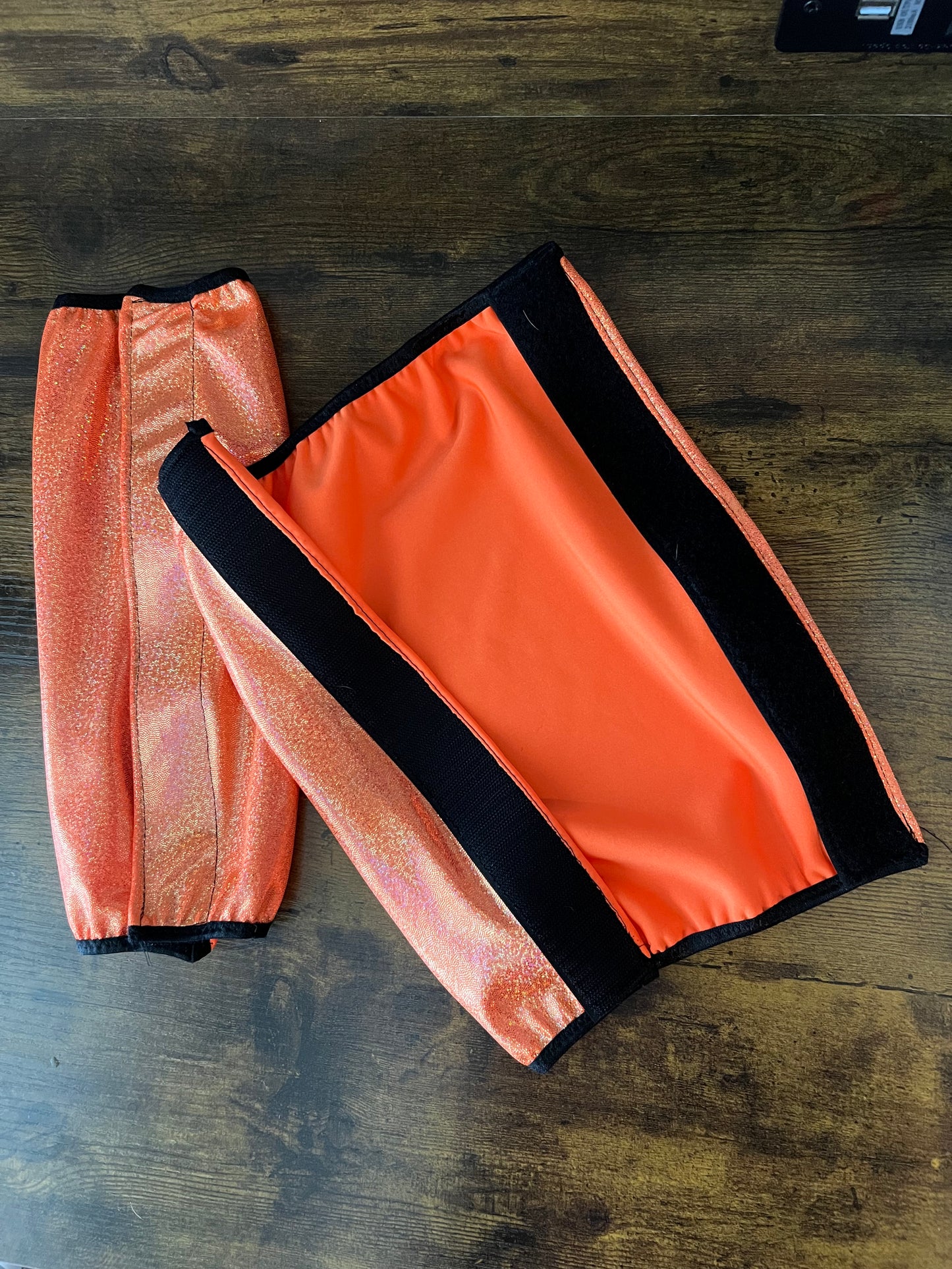 Neon Orange Sparkly Velcro Sportboot Covers (Covers Only, sets of TWO)