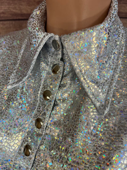 White Shattered Glass Snap Front Rodeo Shirt