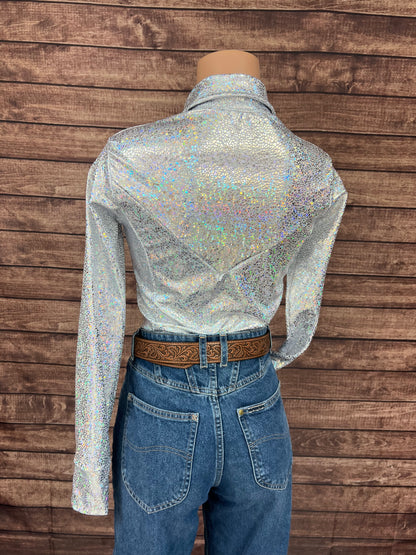 White Shattered Glass Snap Front Rodeo Shirt