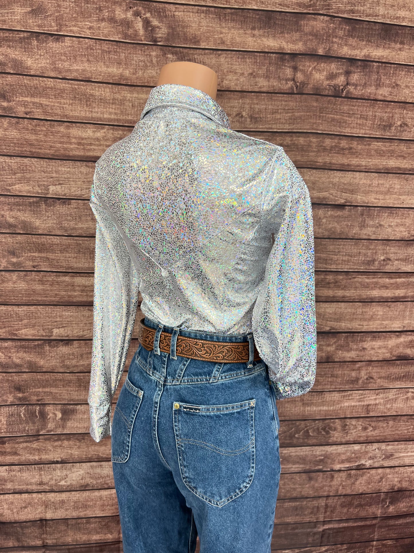 White Shattered Glass Snap Front Rodeo Shirt