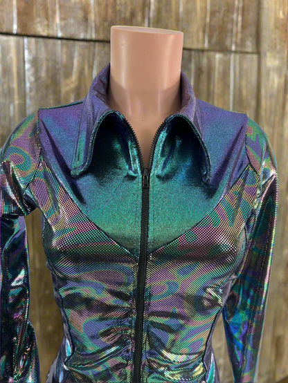 Oil Slick and Scarab Holographic Rodeo Shirt Rodeo Shirt Riverside Rodeo Shirts 