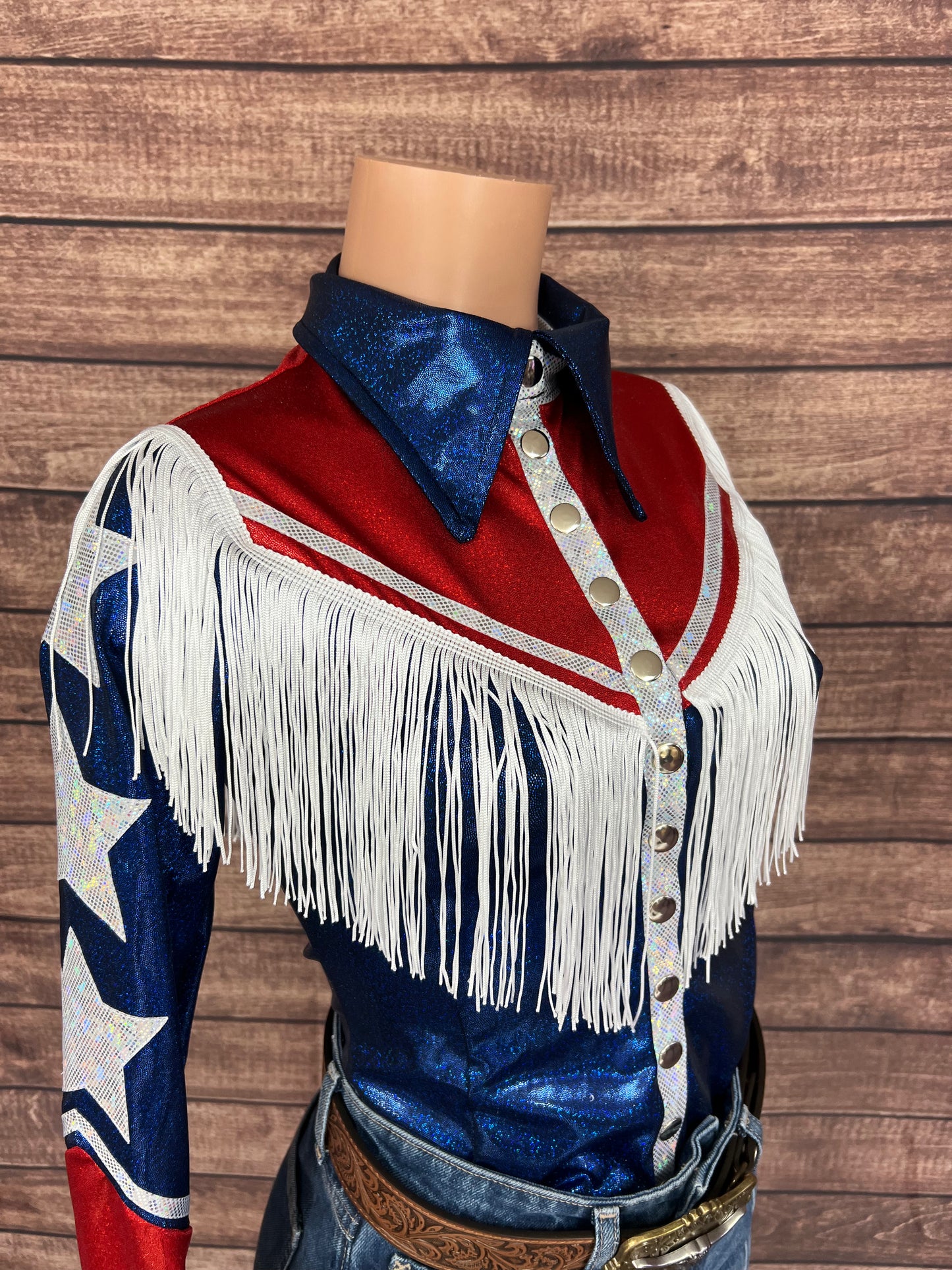 Galveston Snap Front Rodeo Shirt with Front and Back Yoke Fringe