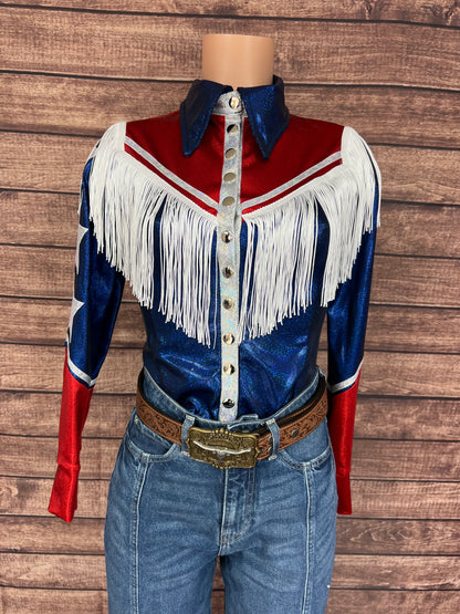 Galveston Snap Front Rodeo Shirt with Front and Back Yoke Fringe