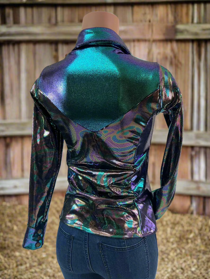 Oil Slick and Scarab Holographic Rodeo Shirt Rodeo Shirt Riverside Rodeo Shirts 