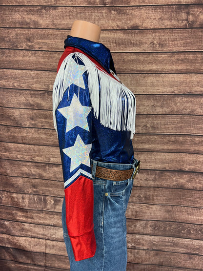 Galveston Snap Front Rodeo Shirt with Front and Back Yoke Fringe