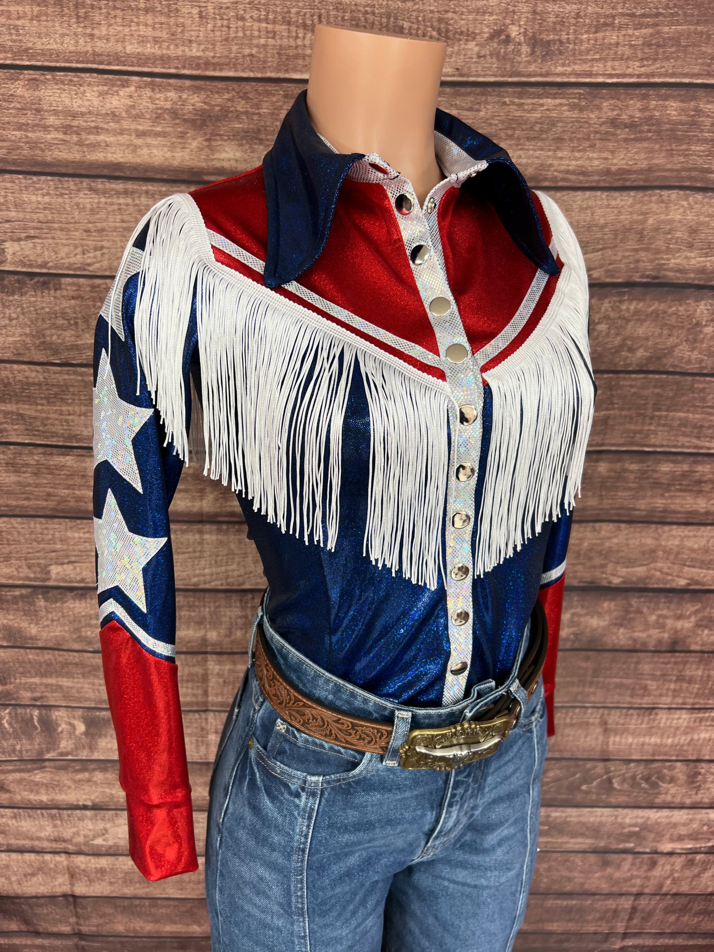 Galveston Snap Front Rodeo Shirt with Front and Back Yoke Fringe