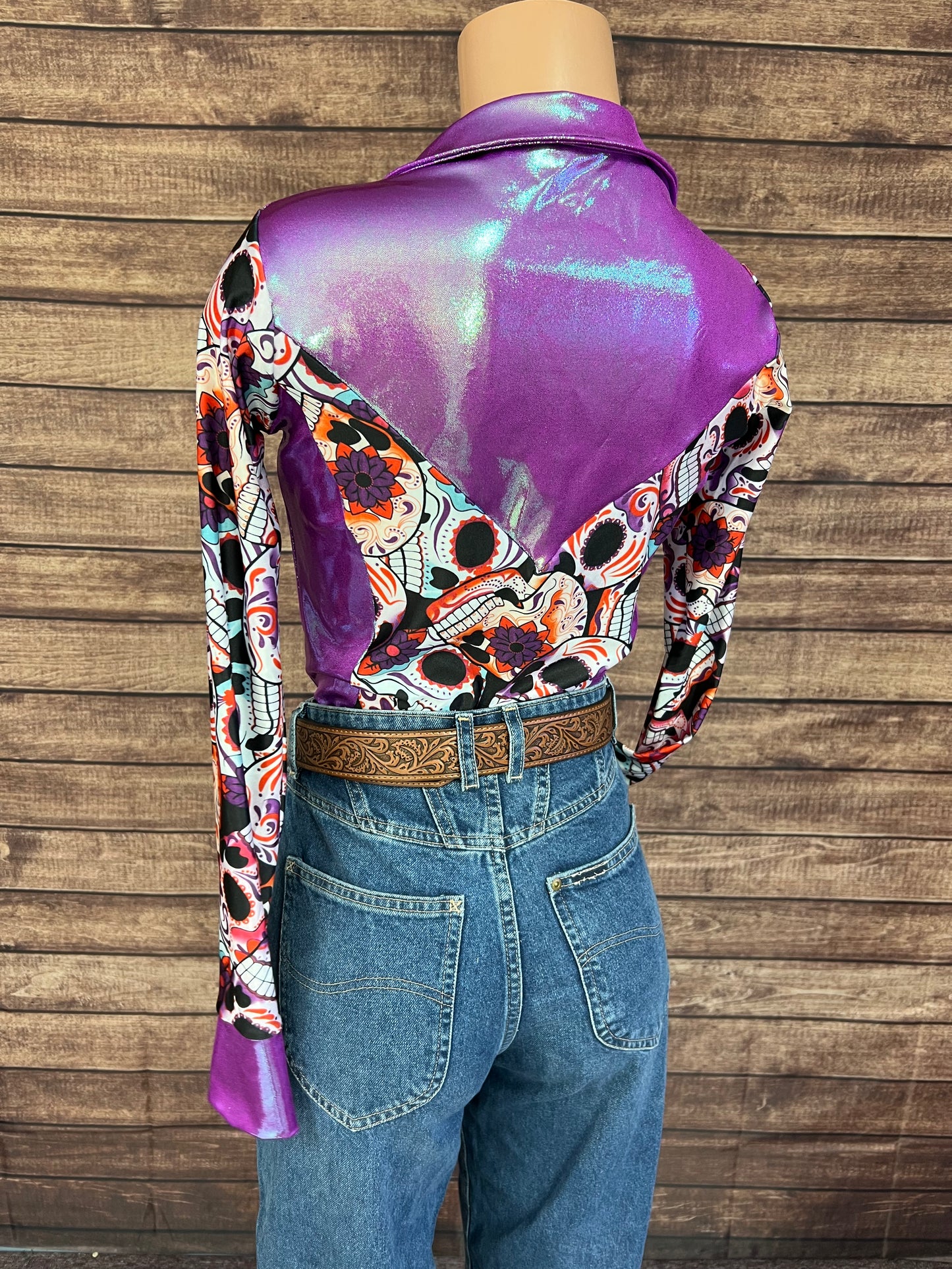 Dia De Los Muertos Zipper Front Rodeo Shirt
