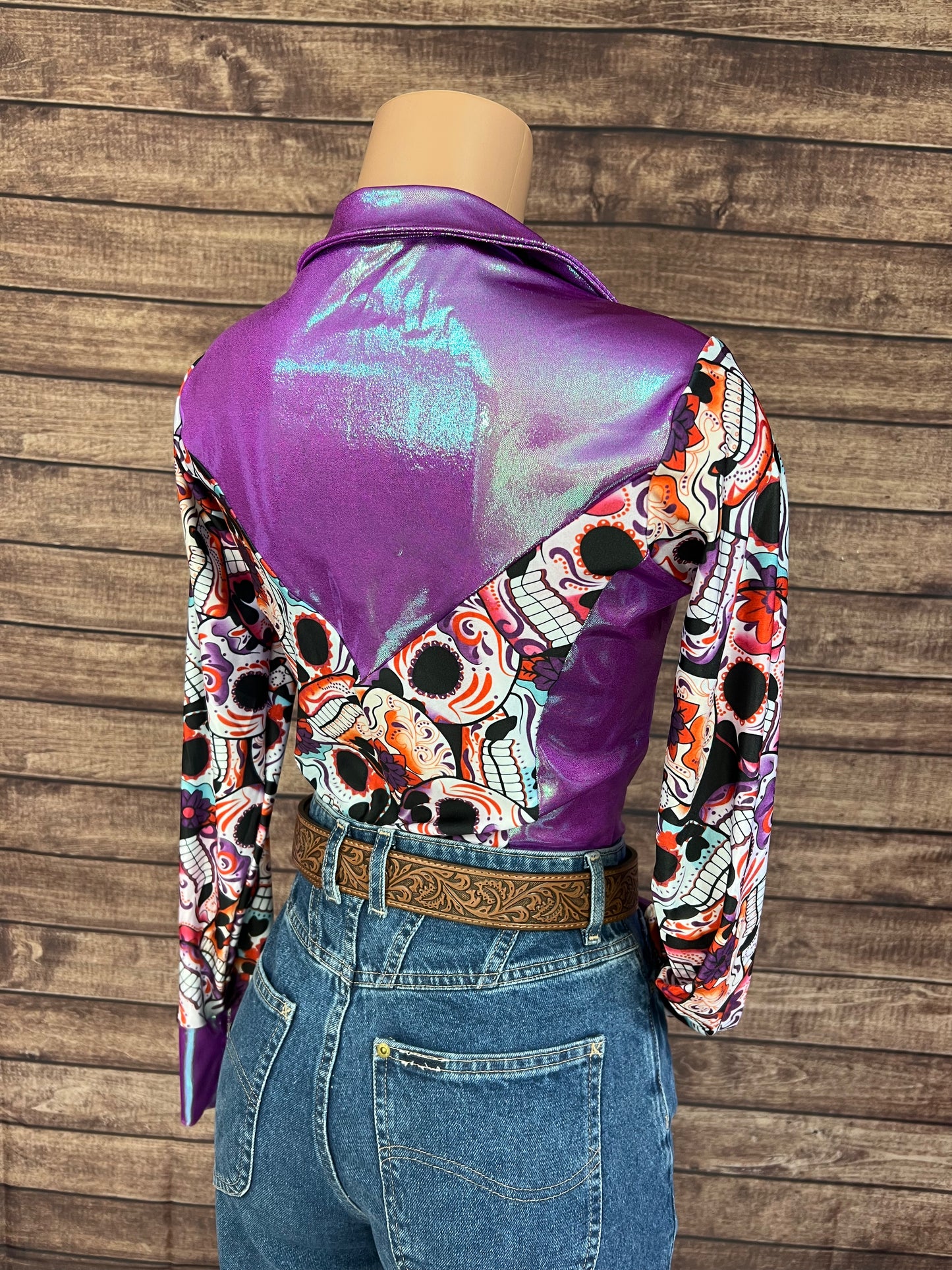 Dia De Los Muertos Zipper Front Rodeo Shirt