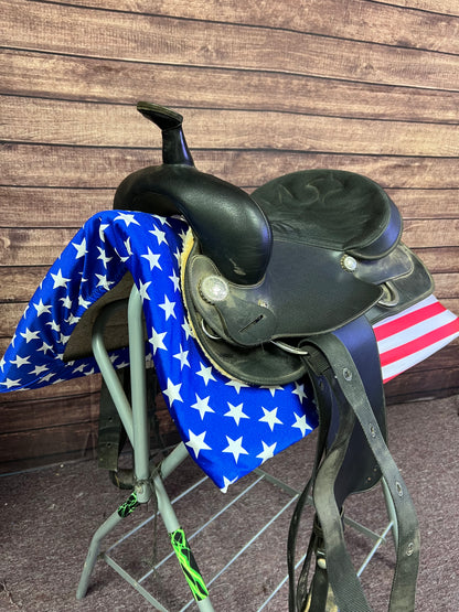 Western Saddle Pad COVER in Blue and White Star / Red and White Stripe