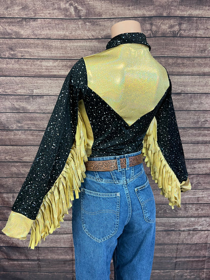 Gold Rush Snap Front Rodeo Shirt with Thunderbird Fringe