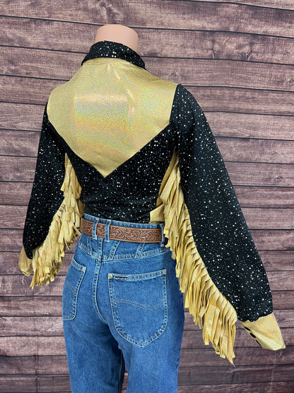 Gold Rush Snap Front Rodeo Shirt with Thunderbird Fringe