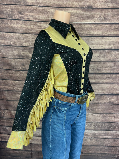 Gold Rush Snap Front Rodeo Shirt with Thunderbird Fringe