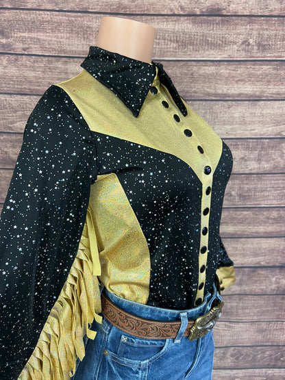 Gold Rush Snap Front Rodeo Shirt with Thunderbird Fringe