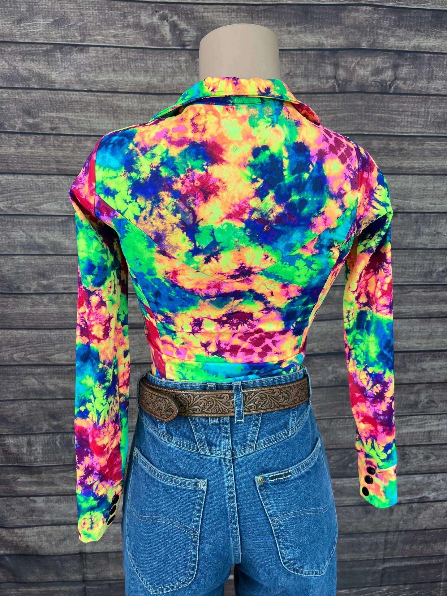 Acid Splash Tie Dye Zipper Front Rodeo Shirt
