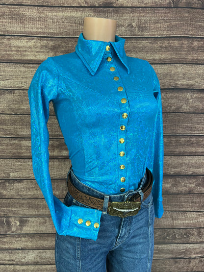 Turquoise Kaleidoscope Snap Front Rodeo Shirt