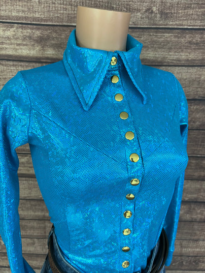 Turquoise Kaleidoscope Snap Front Rodeo Shirt