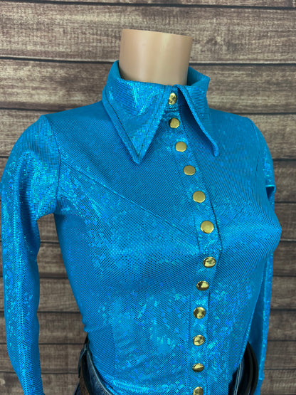 Turquoise Kaleidoscope Snap Front Rodeo Shirt