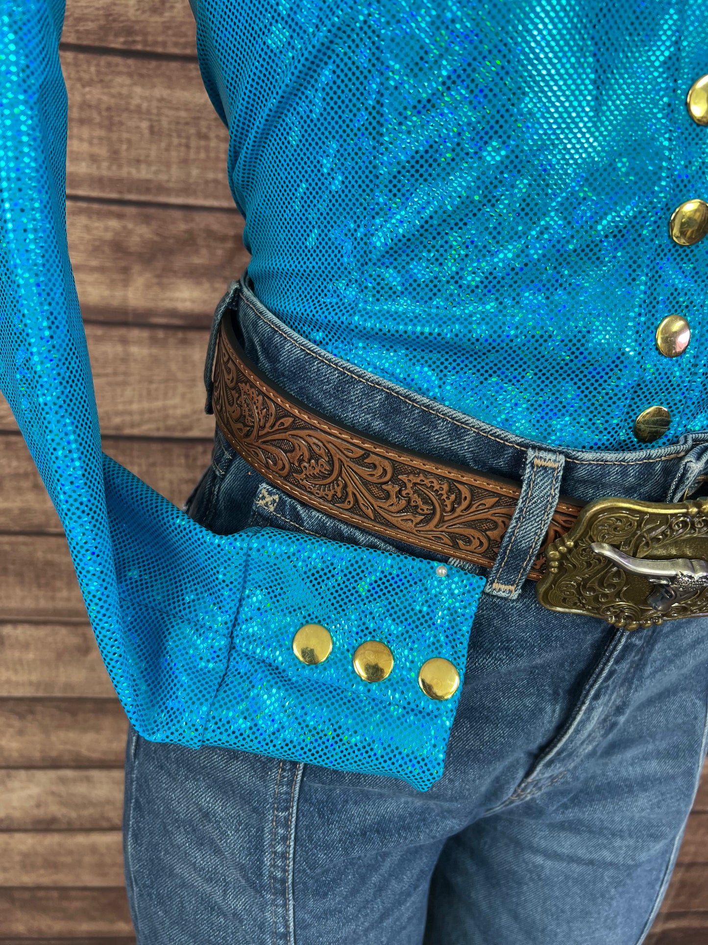 Turquoise Kaleidoscope Snap Front Rodeo Shirt