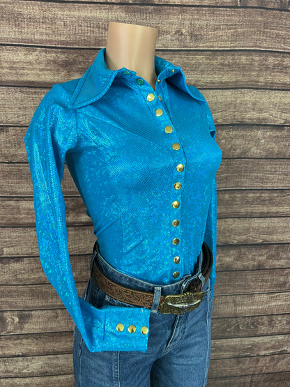 Turquoise Kaleidoscope Snap Front Rodeo Shirt