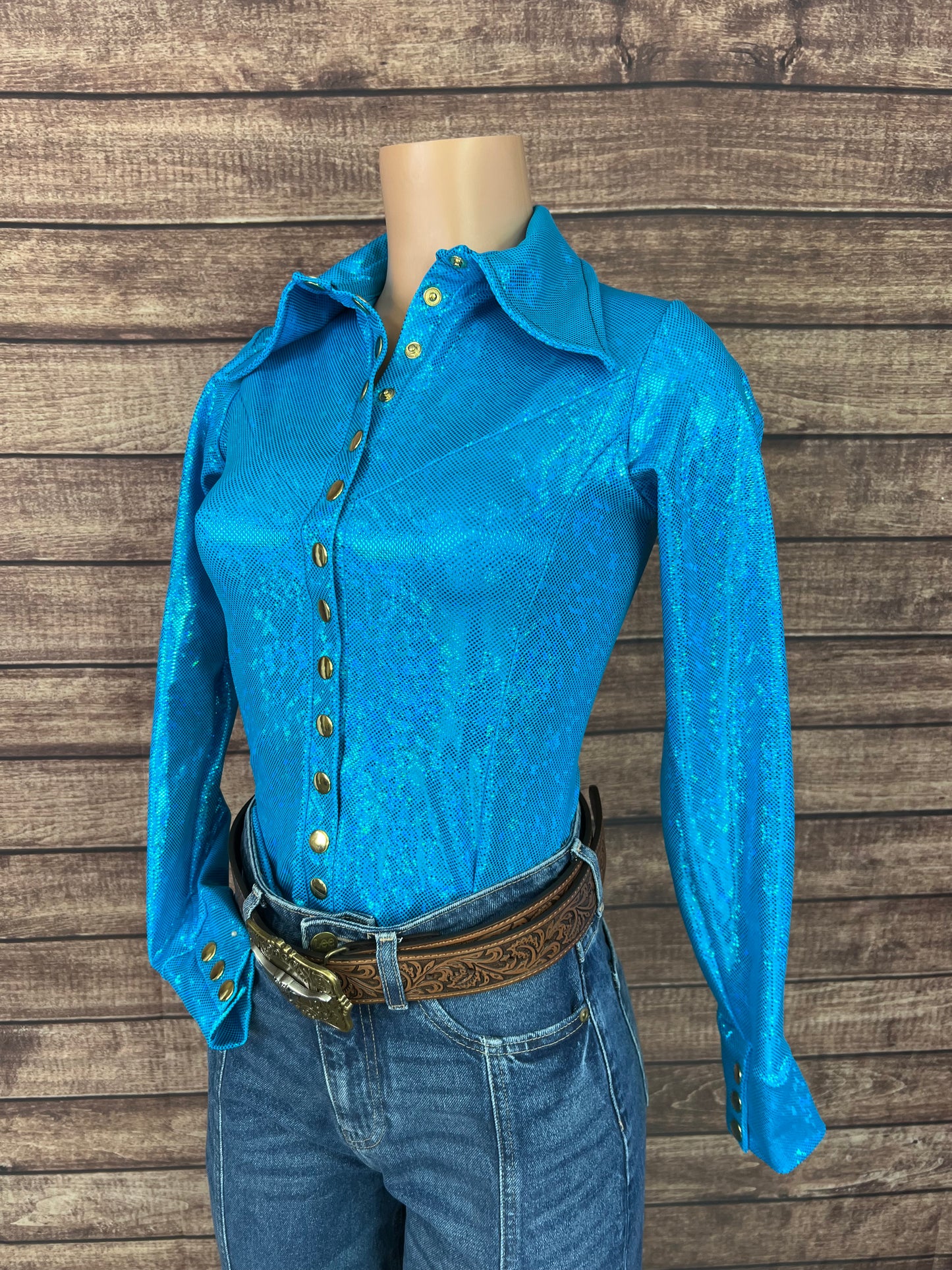 Turquoise Kaleidoscope Snap Front Rodeo Shirt