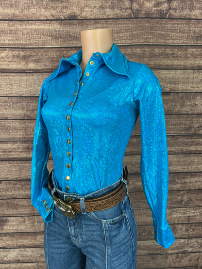 Turquoise Kaleidoscope Snap Front Rodeo Shirt
