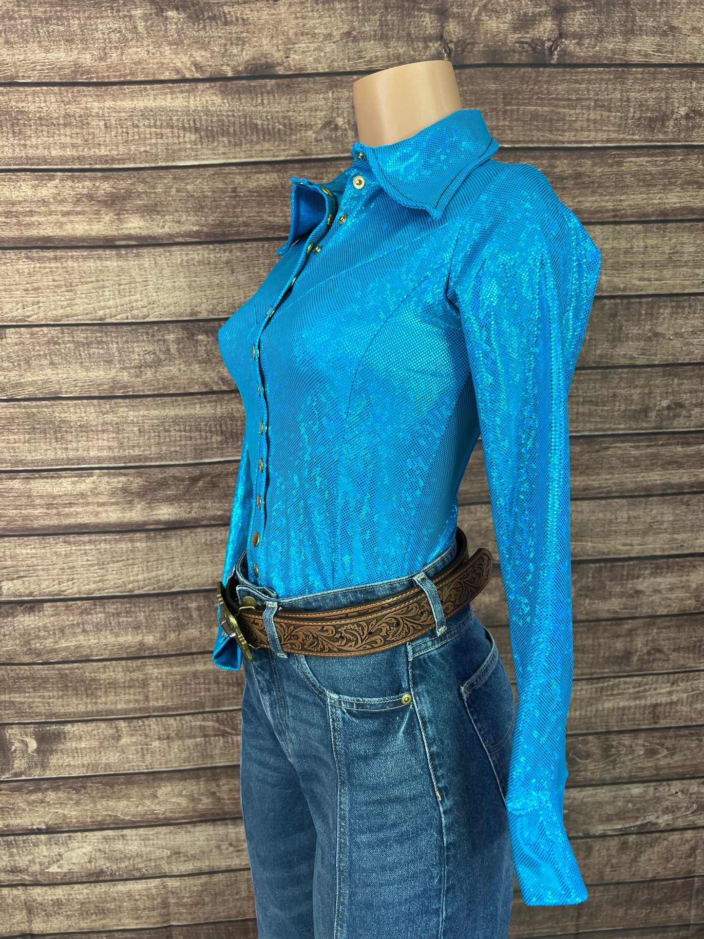 Turquoise Kaleidoscope Snap Front Rodeo Shirt