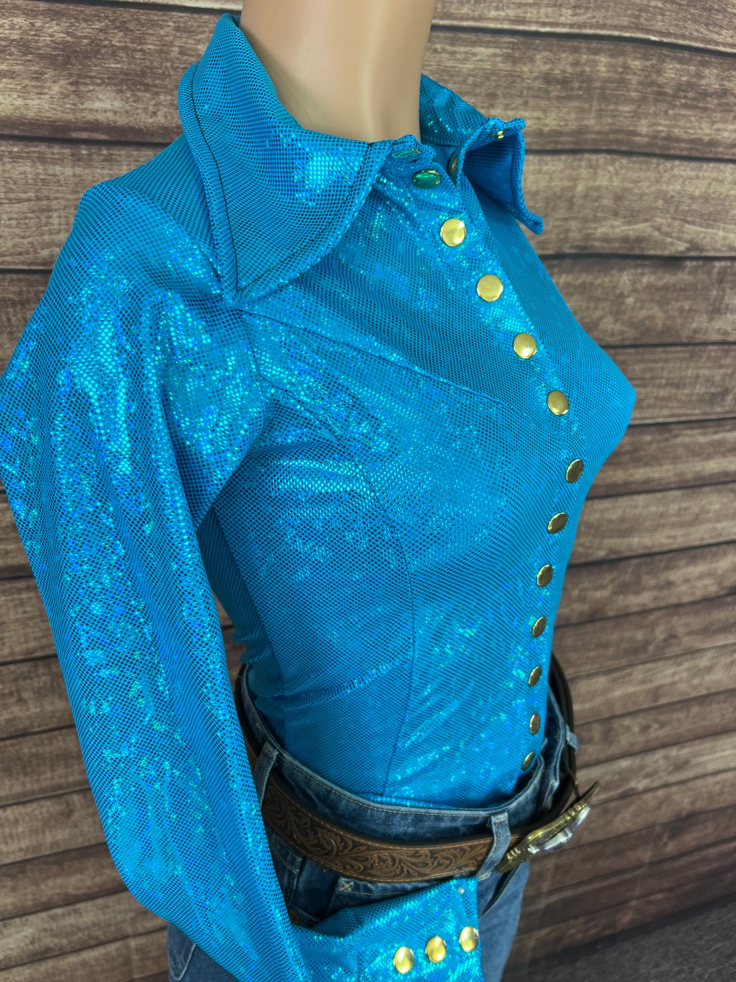 Turquoise Kaleidoscope Snap Front Rodeo Shirt