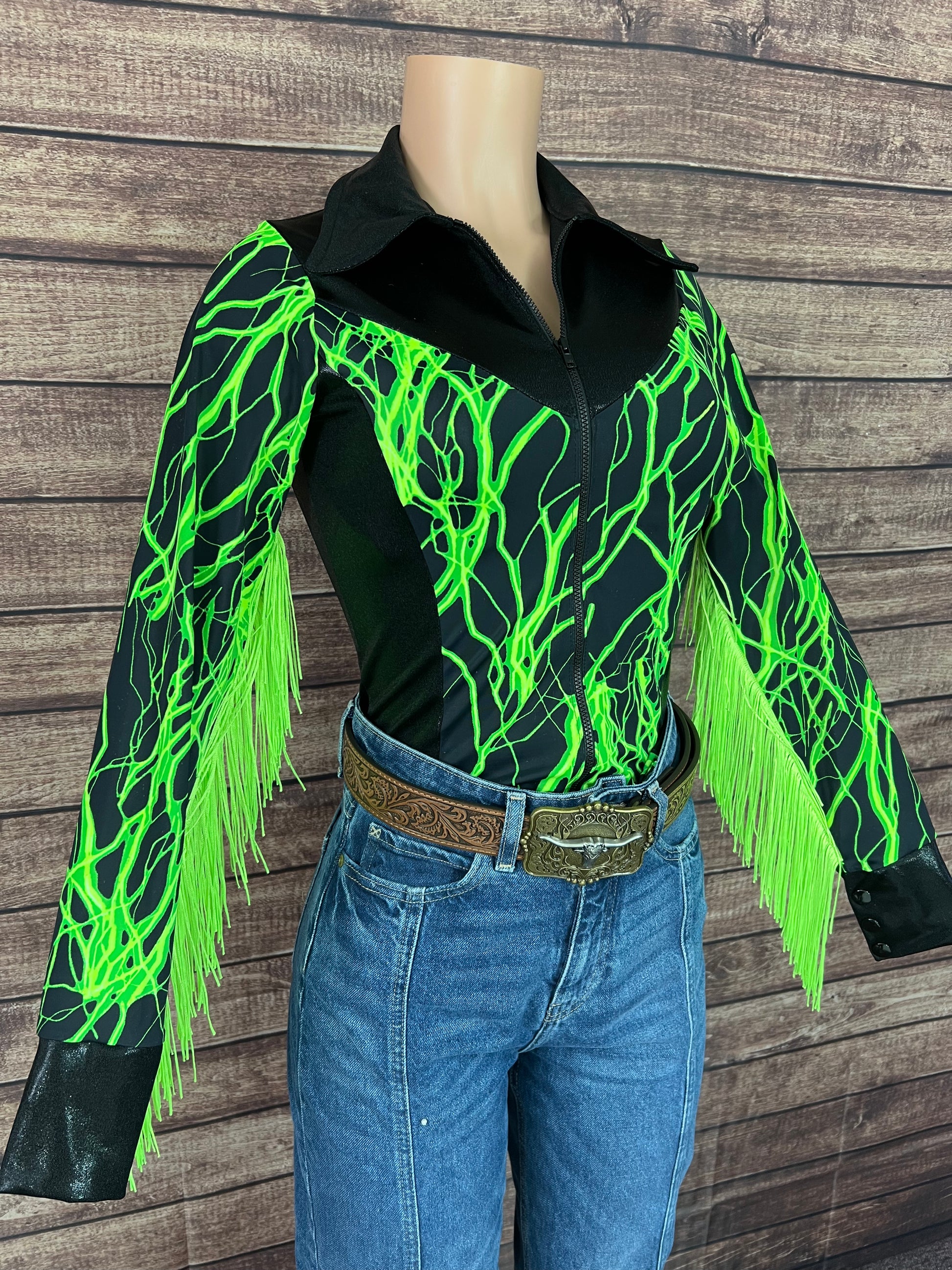 Neon Rodeo Shirt Design Neon Green Lightning Rodeo Shirt - Riverside Rodeo Shirts