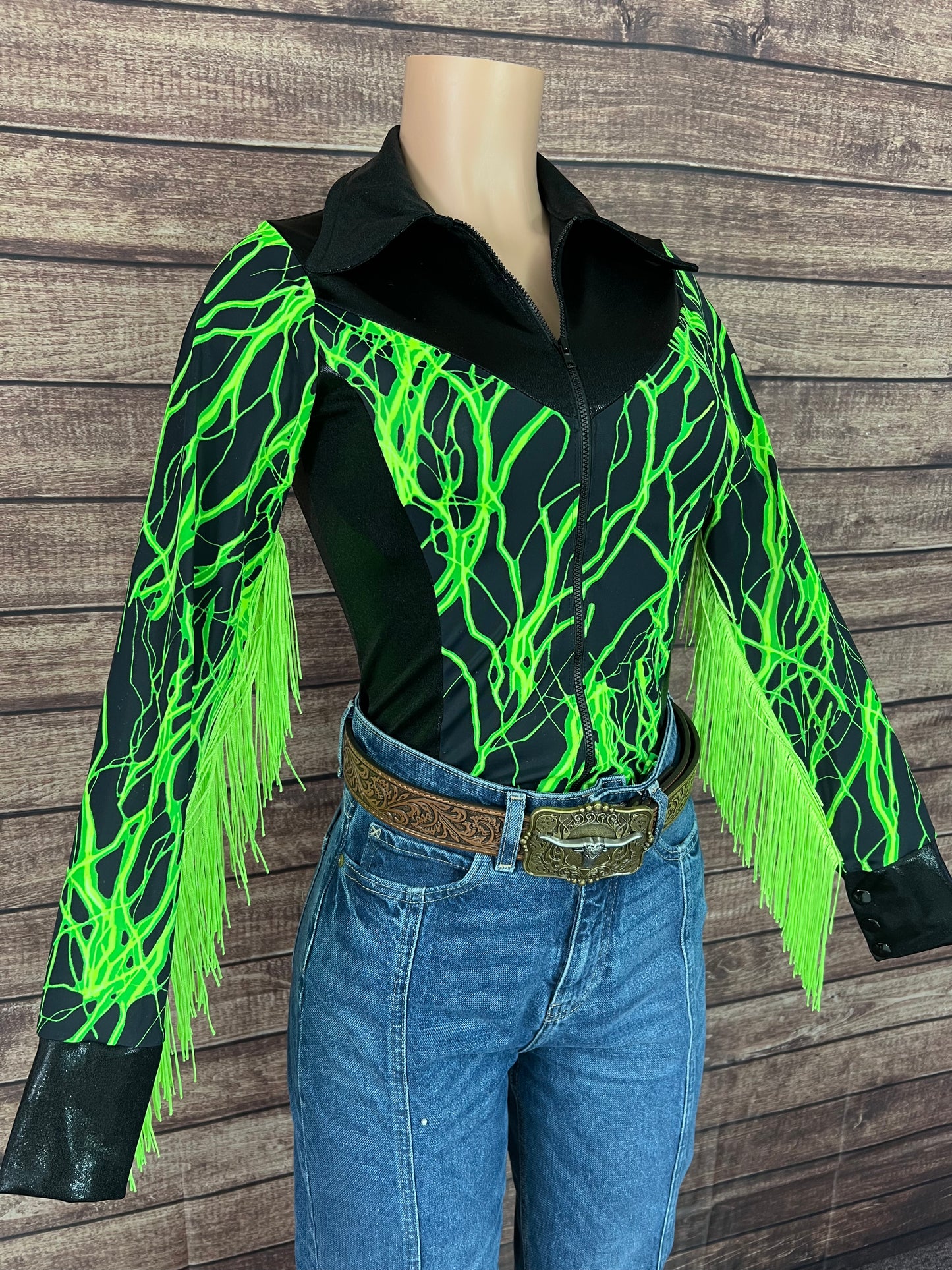 Neon Green Lightning Rodeo Shirt