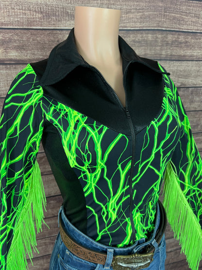 Neon Green Lightning Rodeo Shirt