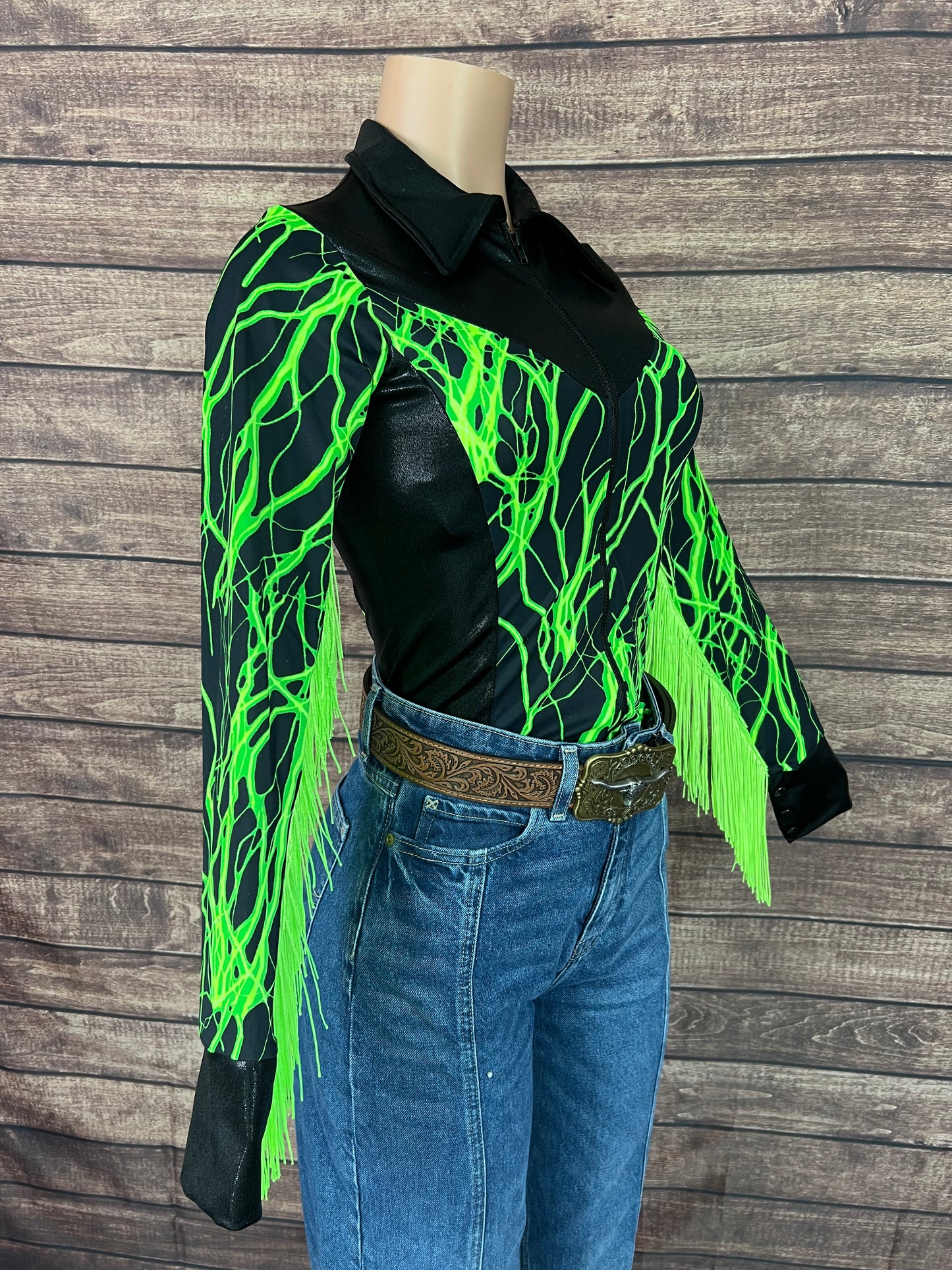 Neon Green Lightning Rodeo Shirt