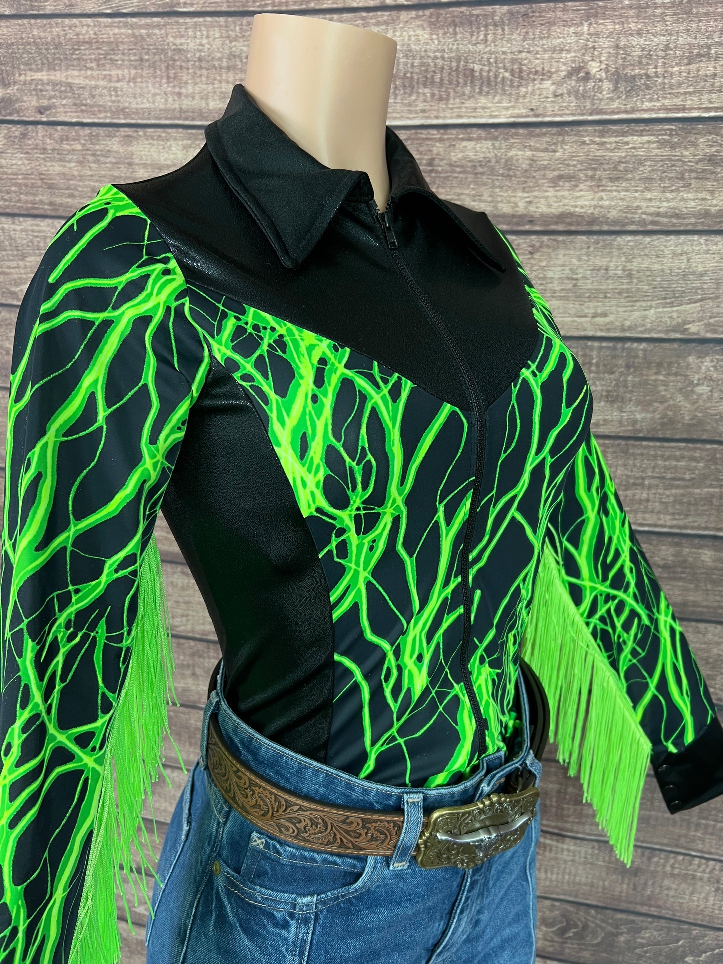 Neon Green Lightning Rodeo Shirt