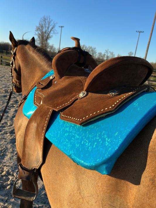 Western Saddle Pad COVER in Turquoise Kaleidoscope (Saddle Pad Cover Only)