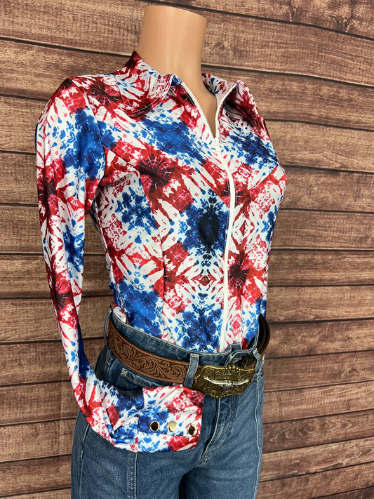 Heritage Tie Dye Zipper Front Rodeo Shirt