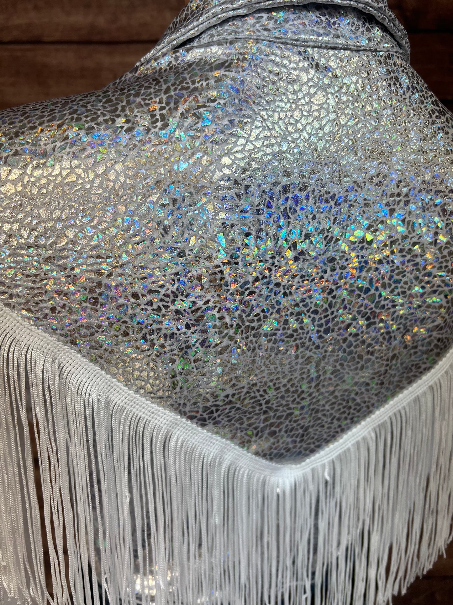 Isabella Zipper Front Rodeo Shirt with Yoke Fringe and Mesh Sleeves